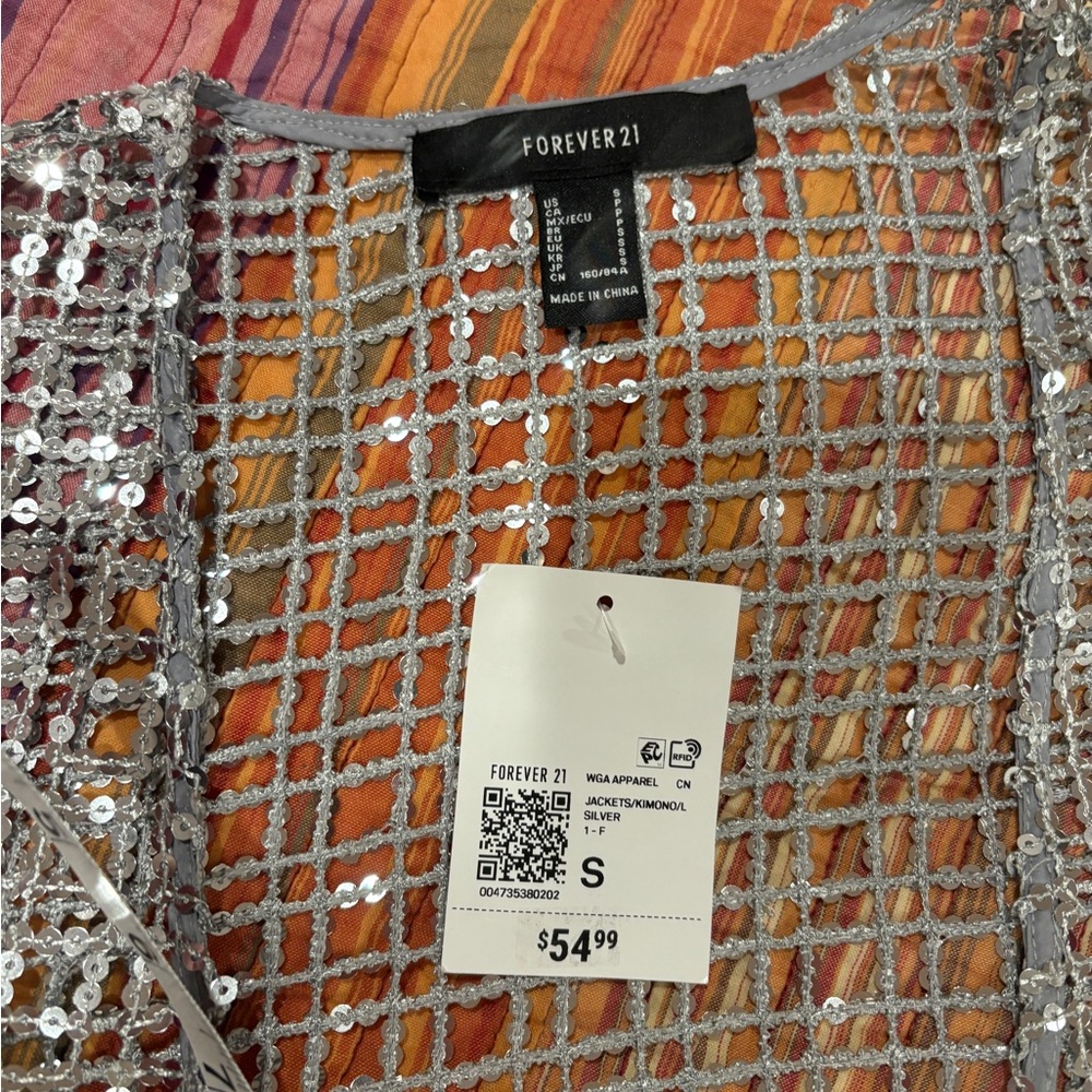 Shimmering Silver Kimono Party Jacket - Picture 7 of 7